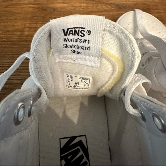 Vans Sk8-Hi High Top Sneakers White Size W 6 M 4.5 NEW - Picture 7 of 7